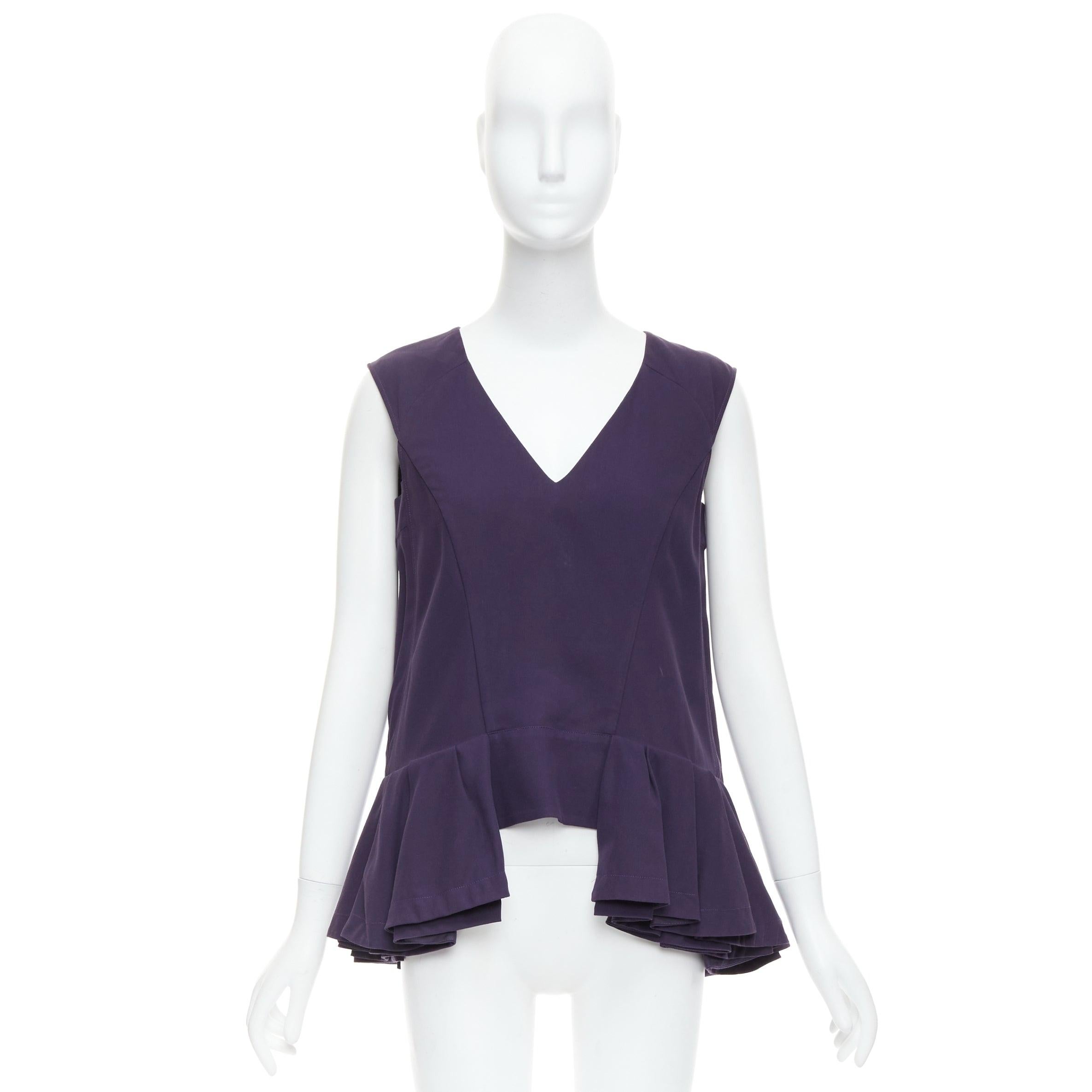 MARNI purple cotton silk Vneck peplum hi low tunic top IT40 S For Sale 4