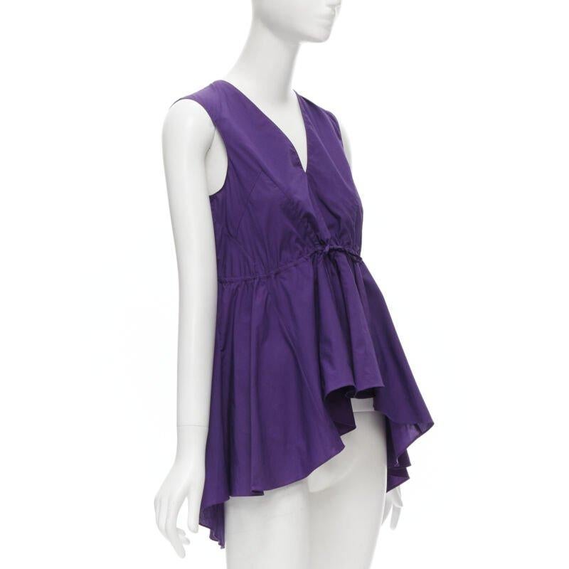 MARNI morado algodón cuello en V cordón peplum alto bajo top IT40 S Púrpura en venta