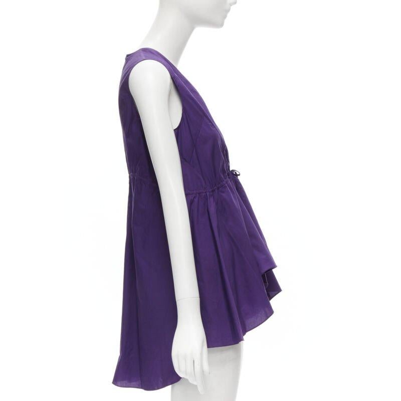 MARNI morado algodón cuello en V cordón peplum alto bajo top IT40 S en Excelente estado para la venta en Hong Kong, NT