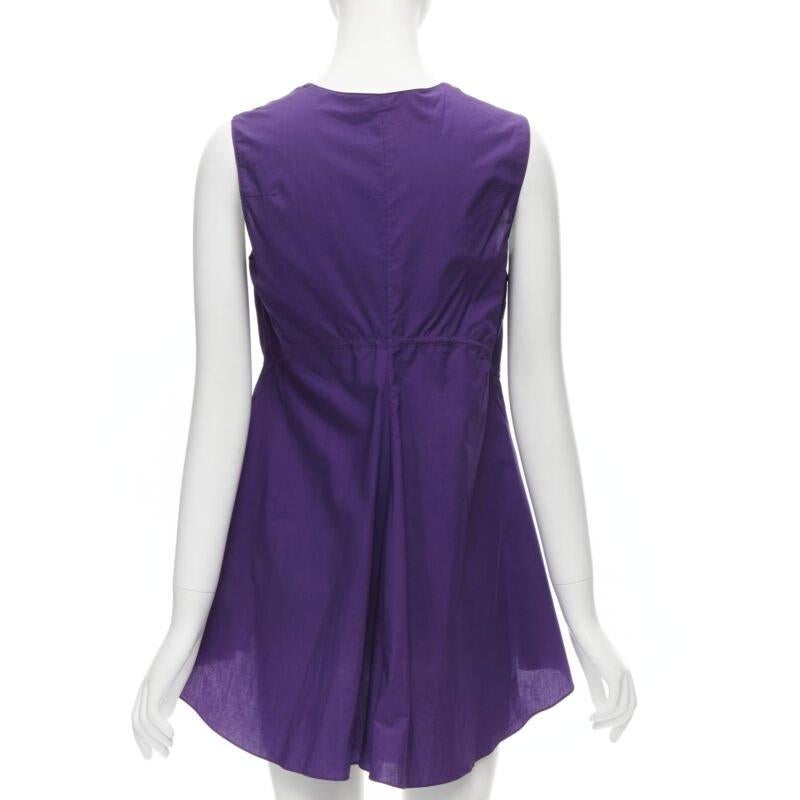De las mujeres MARNI morado algodón cuello en V cordón peplum alto bajo top IT40 S en venta