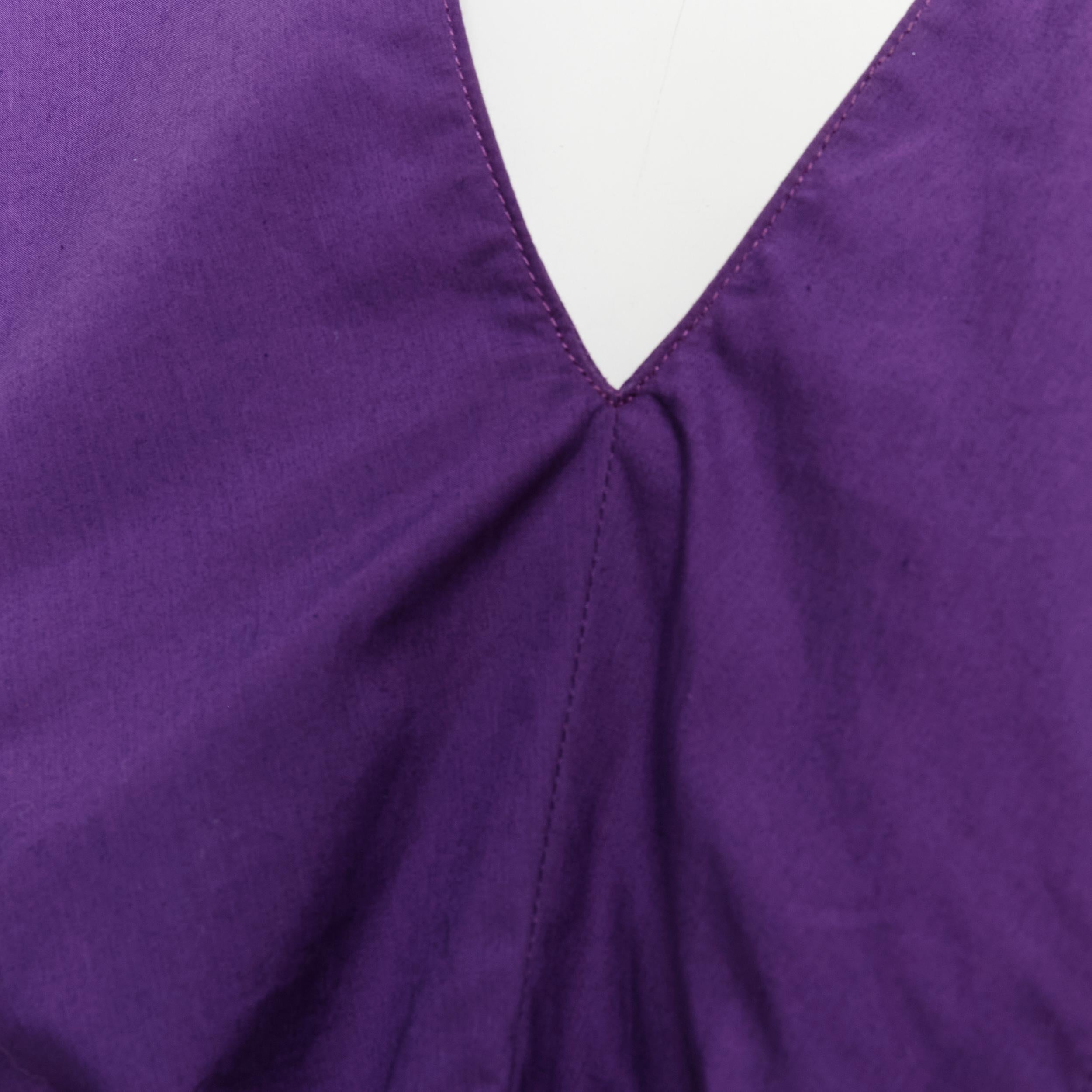 Women's MARNI purple cotton V-neck drawstring peplum high low top IT40 S For Sale