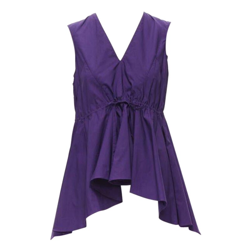 MARNI viola in cotone con scollo a V e coulisse, top alto e basso IT40 S