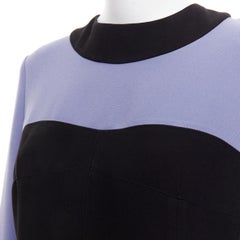 MARNI purple green black colorblocked fit flare long sleeve mini dress IT42 M