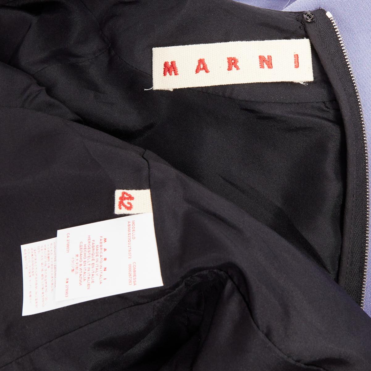 MARNI purple green black colorblocked fit flare long sleeve mini dress IT42 M For Sale 3
