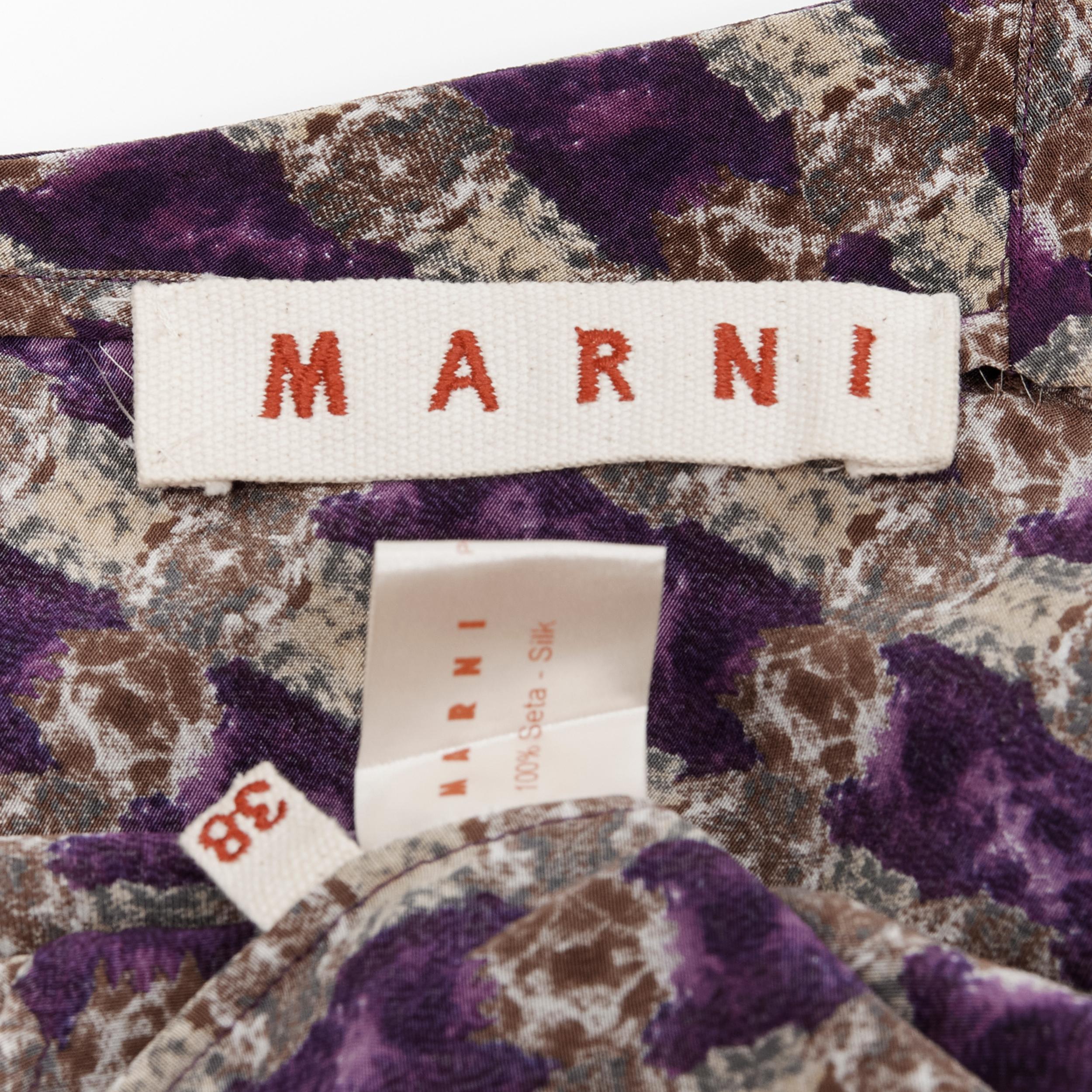 MARNI purple jewel print tier ruffle waist sheath dress IT38 XS For Sale 6