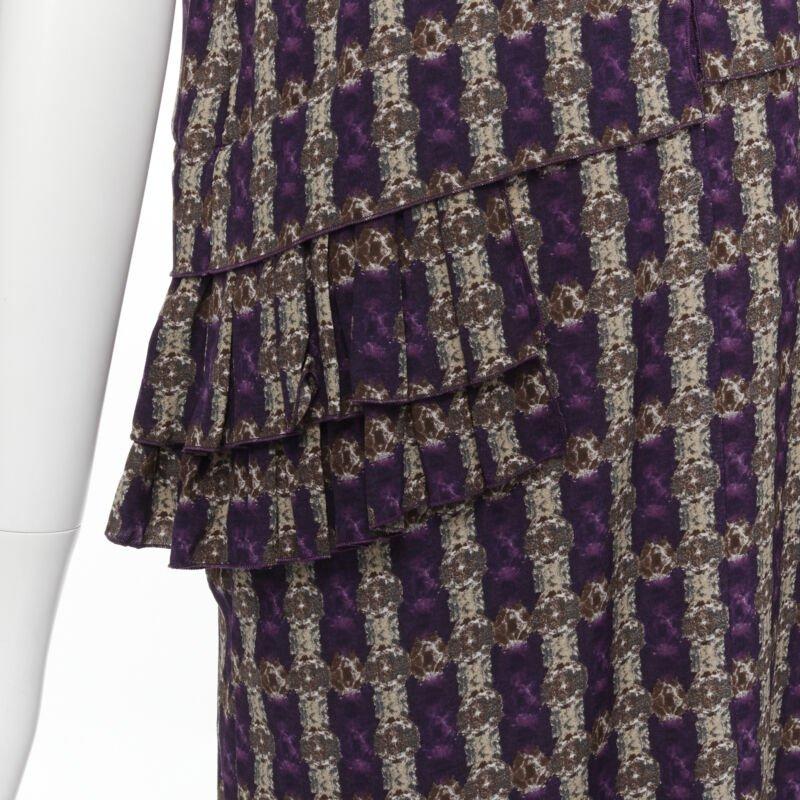 MARNI purple jewel print tier ruffle waist sheath dress IT38 XS For Sale 4