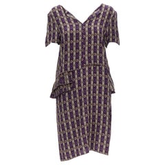 MARNI lila Etuikleid mit Juwelenmuster und Rüschen an der Taille IT38 XS