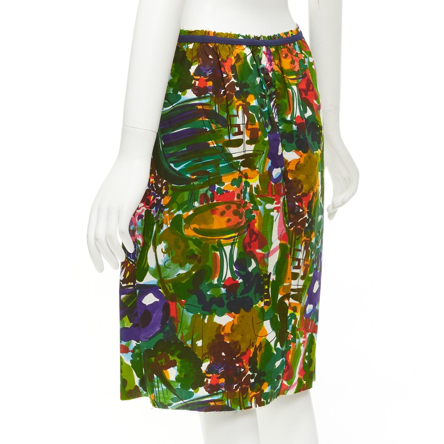 MARNI purple multicolor floral cotton inverted pleat front knee skirt IT38 XS For Sale 2