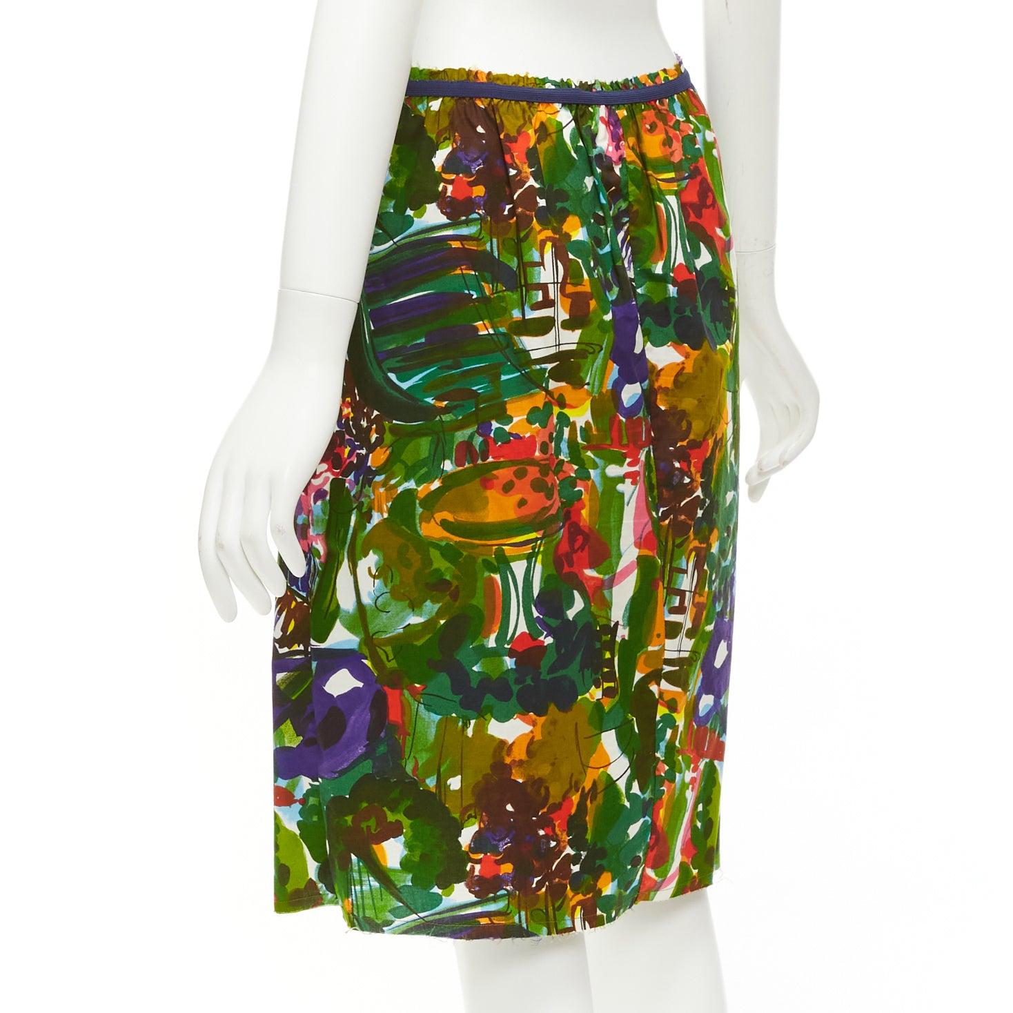 MARNI purple multicolor floral cotton inverted pleat front knee skirt IT38 XS For Sale 1