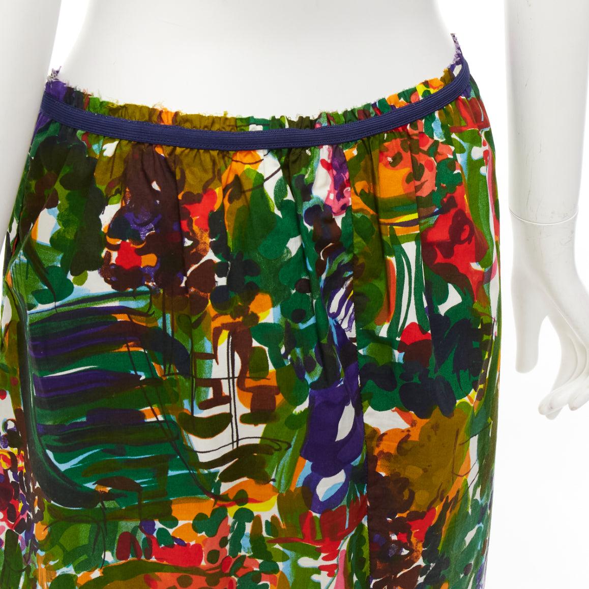MARNI purple multicolor floral cotton inverted pleat front knee skirt IT38 XS For Sale 2
