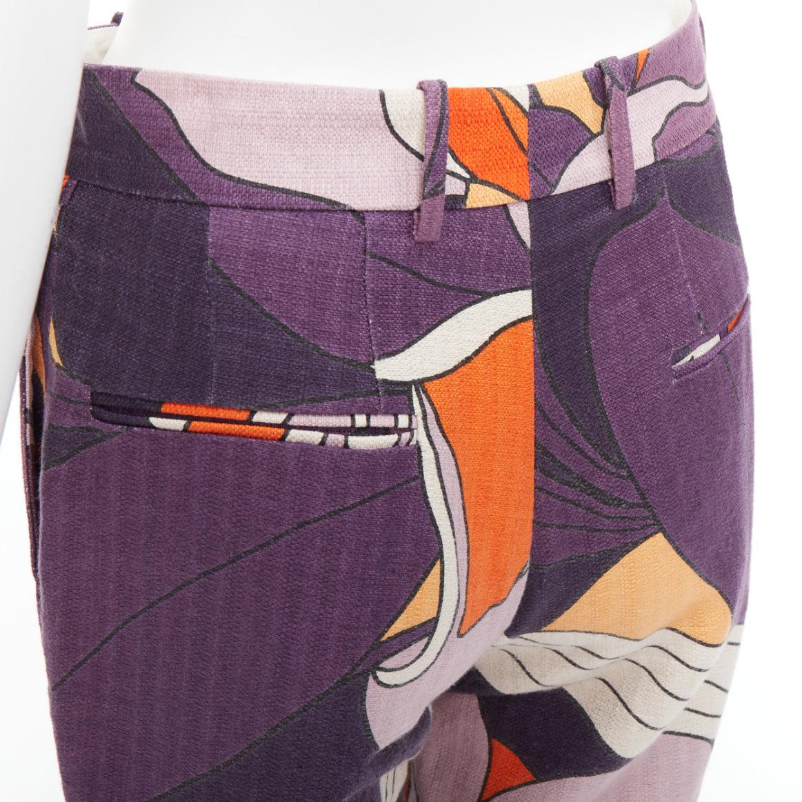 MARNI purple orange floral 80s print bermuda capri shorts IT38 S For Sale 2