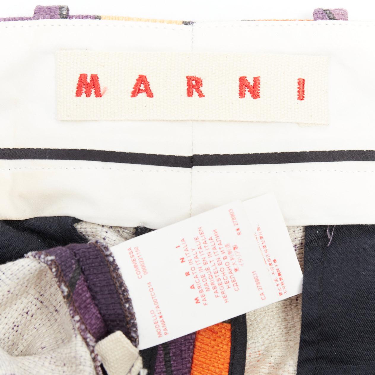MARNI purple orange floral 80s print bermuda capri shorts IT38 S For Sale 3