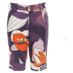 MARNI purple orange floral 80s print bermuda capri shorts IT38 S