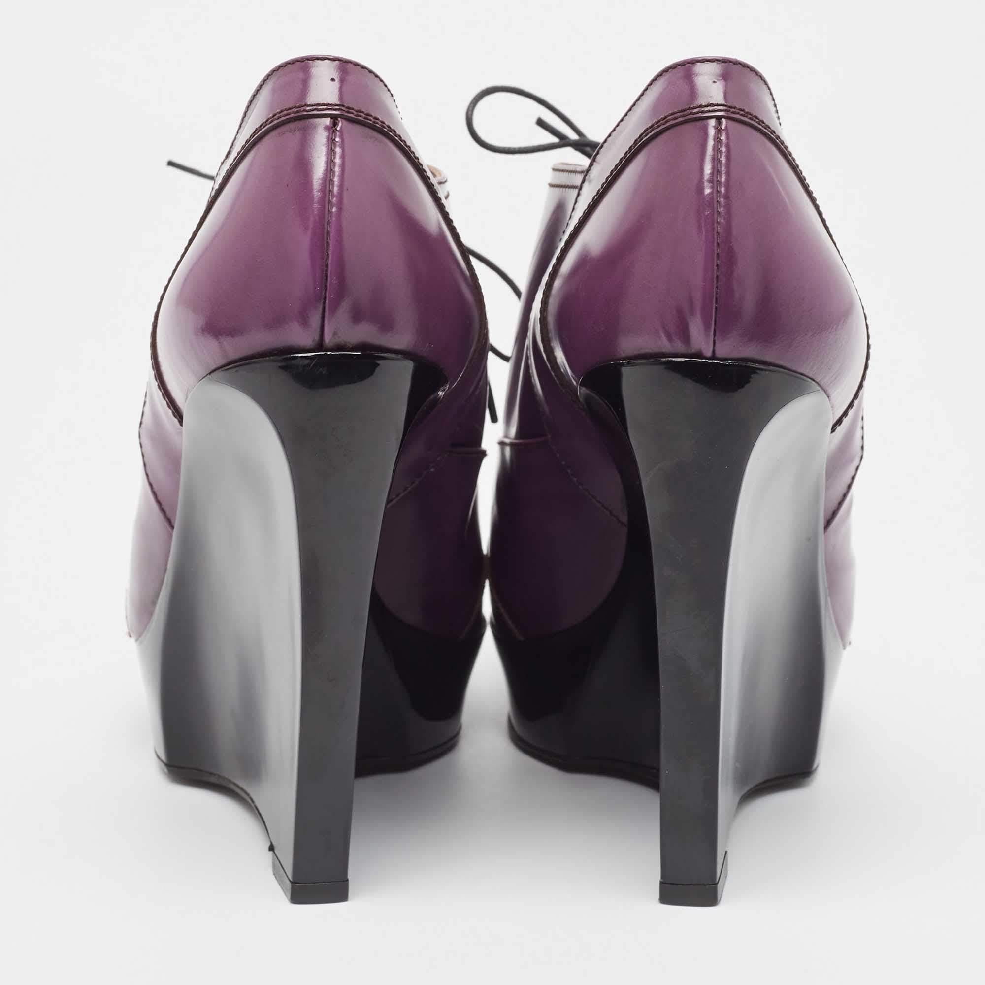 Marni Purple Patent Wedge Peep Toe Boots Size 39 Pour femmes en vente