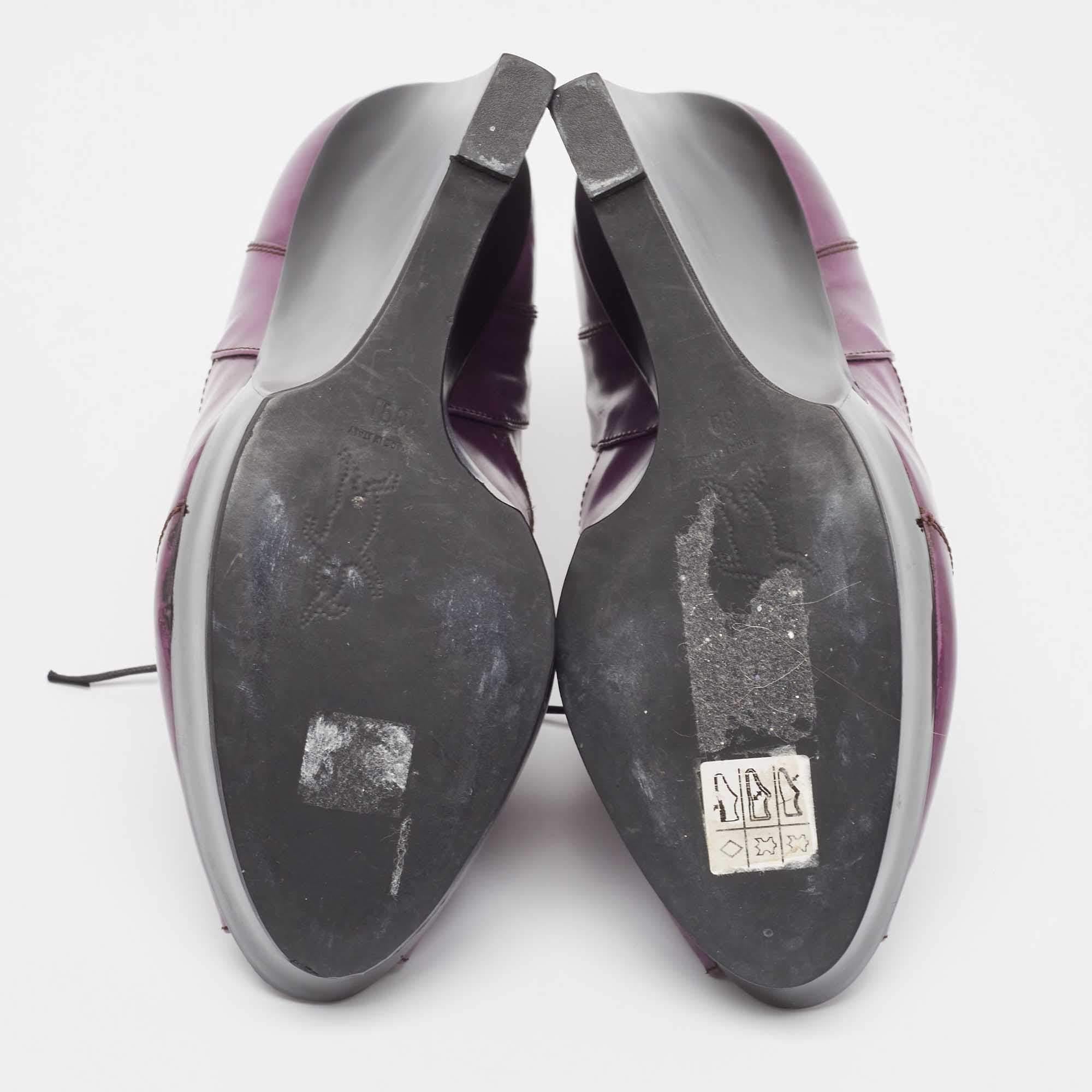 Marni Purple Patent Wedge Peep Toe Boots Size 39 en vente 1