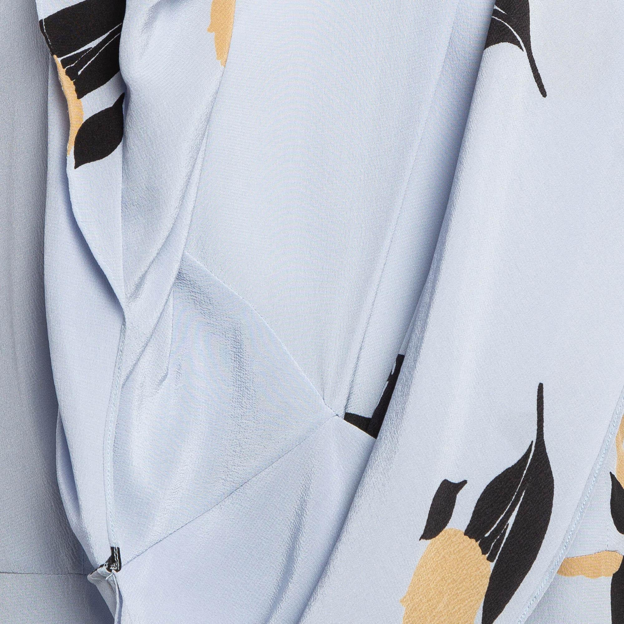 Gray Marni Purple Printed Silk Ruffled Top M