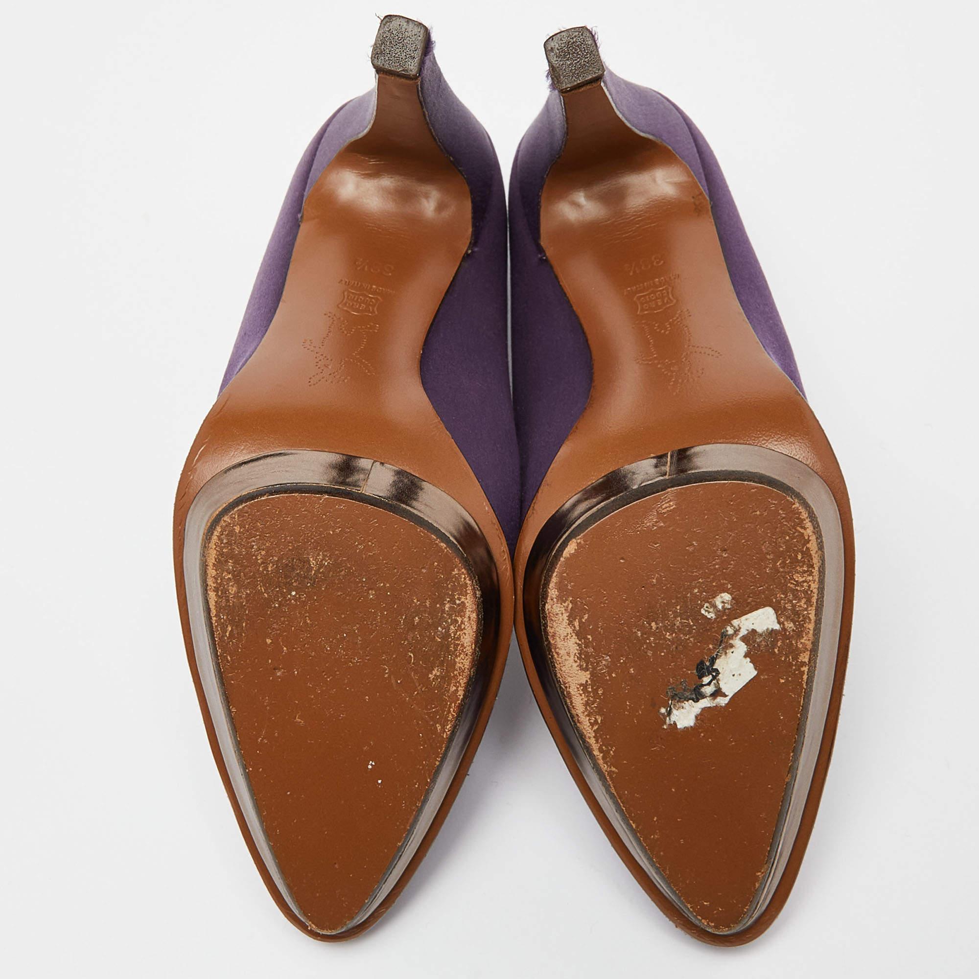 Marni Purple Satin Platform Pumps Size 38.5 For Sale 1