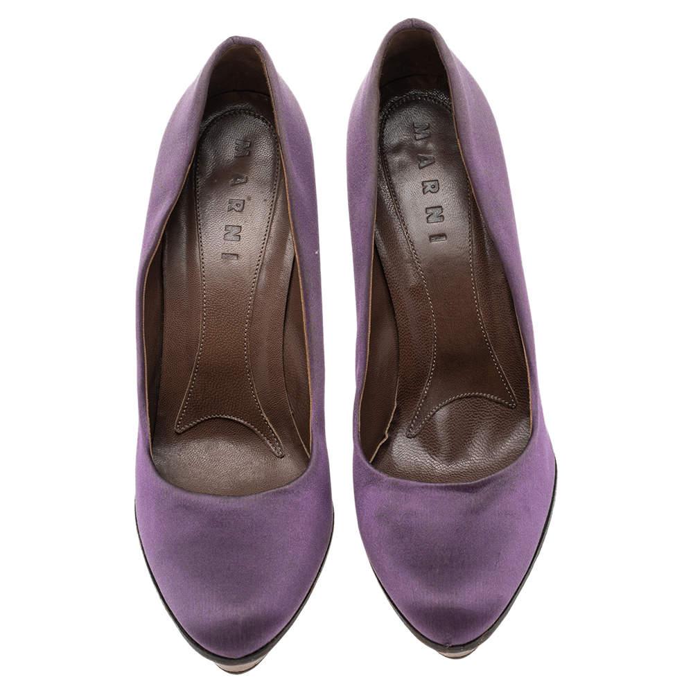Black Marni Purple Satin Platform Pumps Size 40