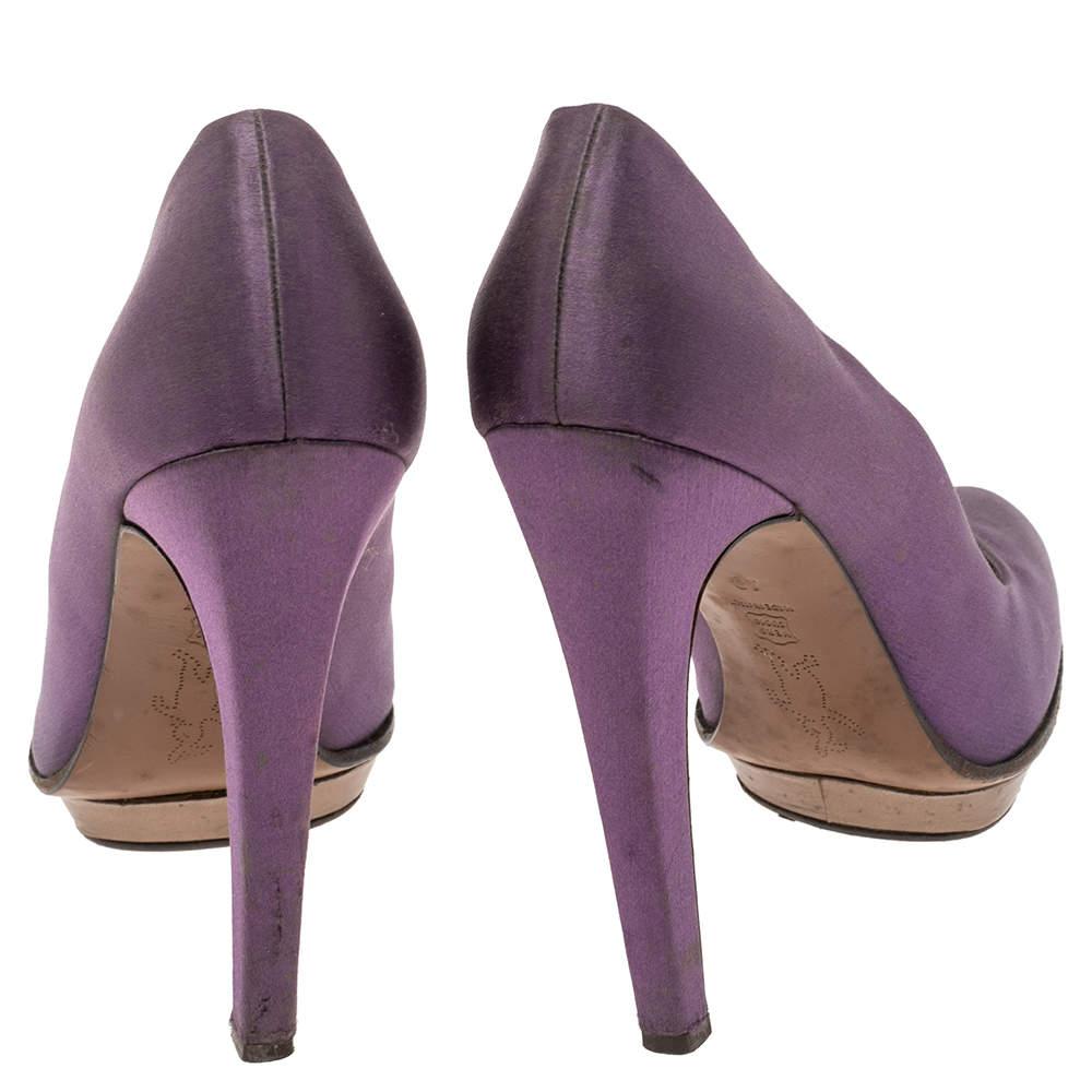 Women's Marni Purple Satin Platform Pumps Size 40