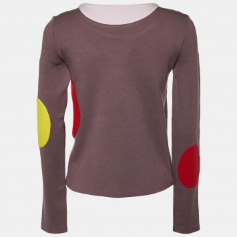 Noir Marni Purple Wool Contrast Detail Long Sleeve Sweatshirt M en vente