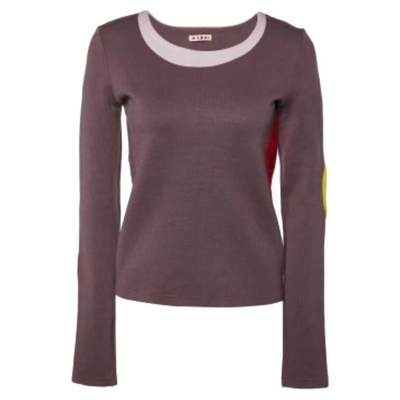 Marni Lila Wolle Kontrast Detail Langarm Sweatshirt M