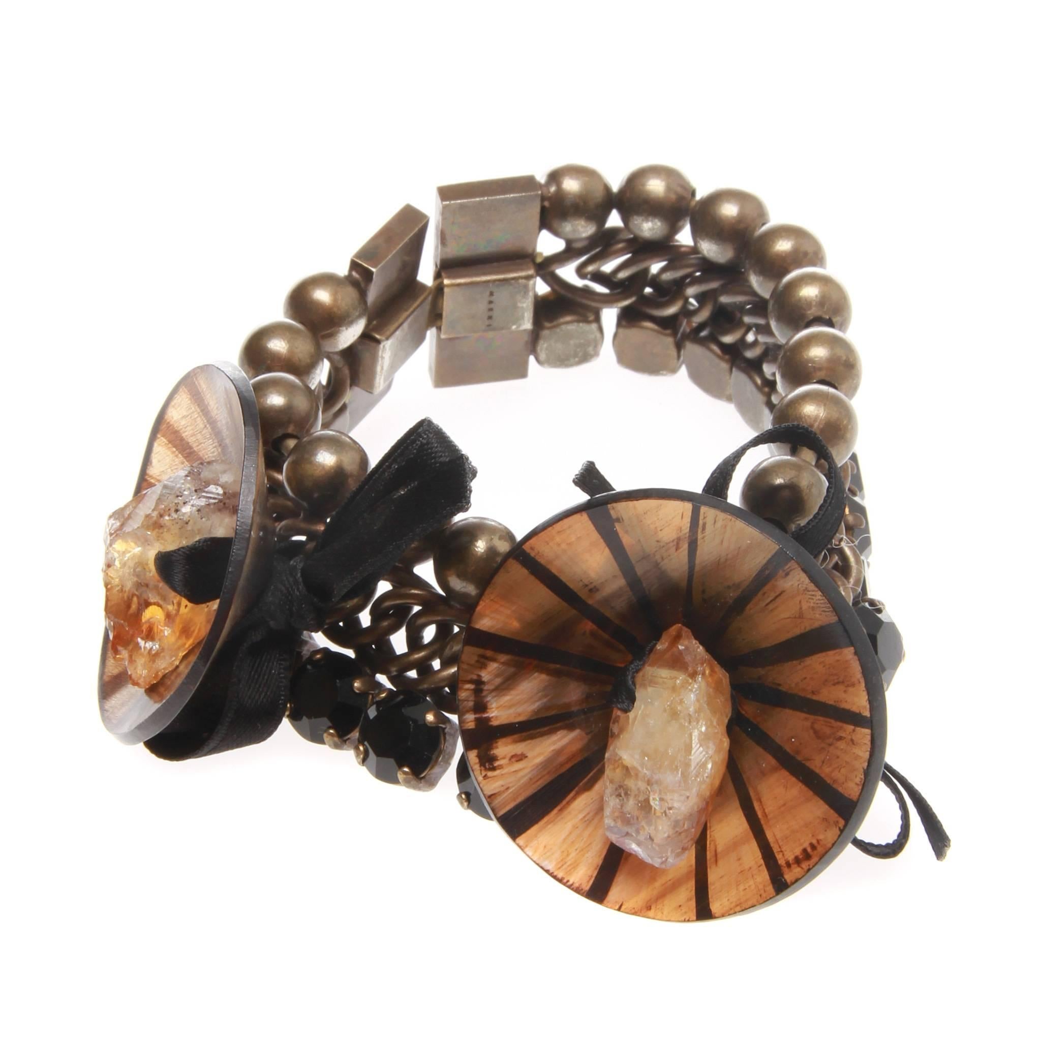 MARNI Pyrite-embellished flower bracelet