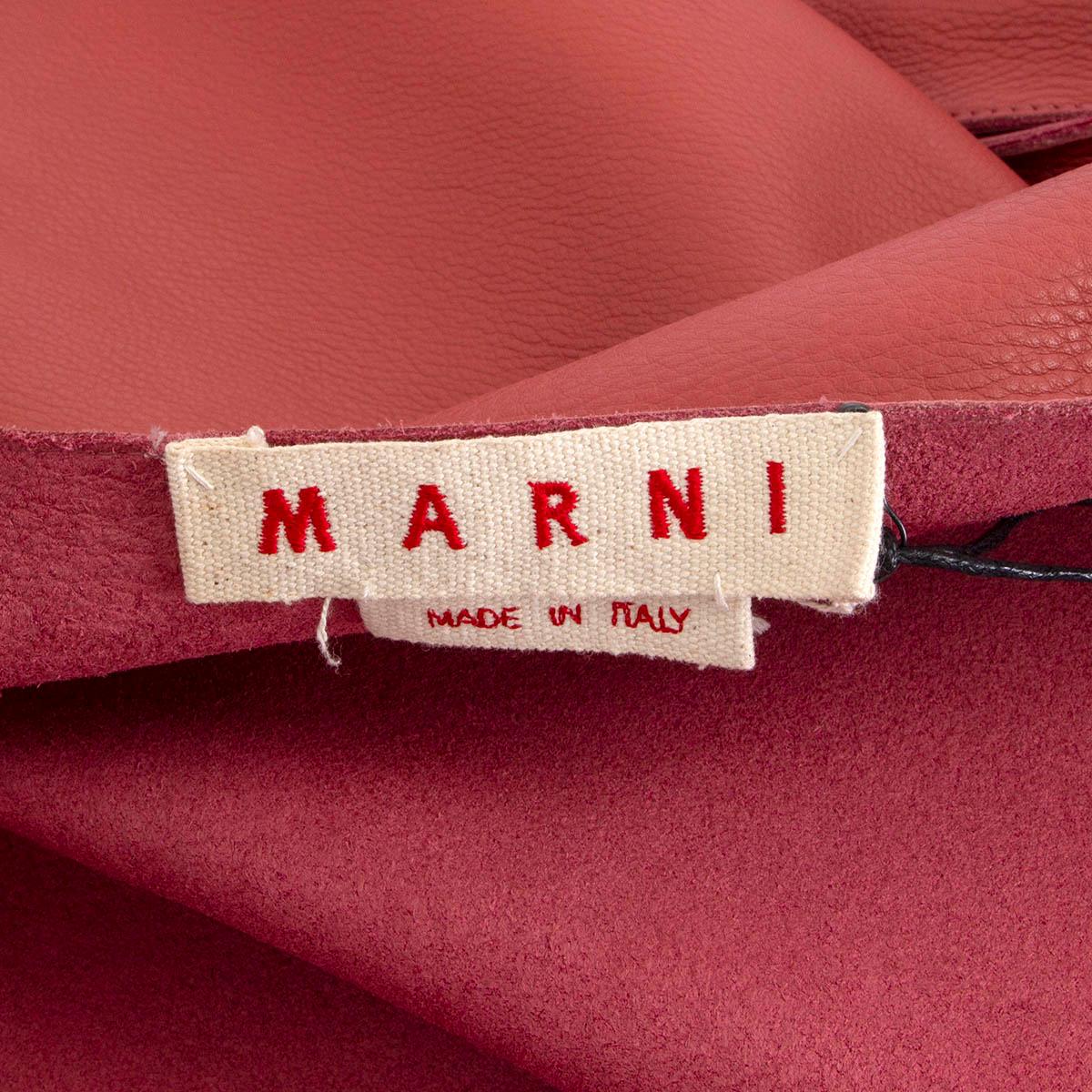 Women's MARNI raspberry pink leather SHORT SLEEVE OPEN Coat Jacket S For Sale