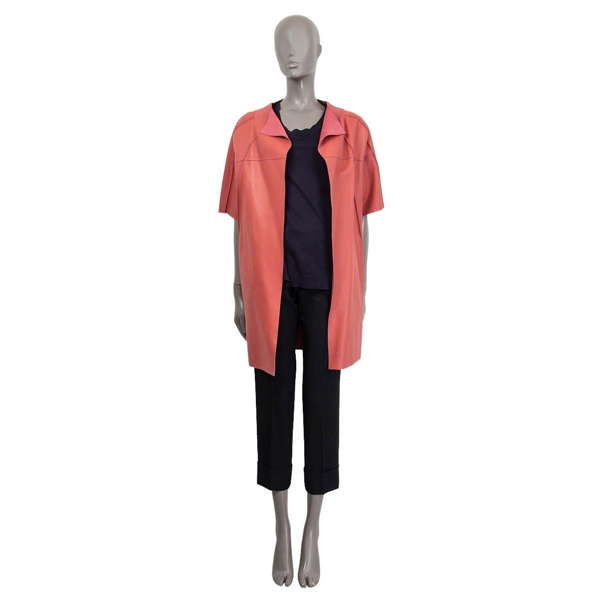 MARNI raspberry pink leather SHORT SLEEVE OPEN Coat Jacket S