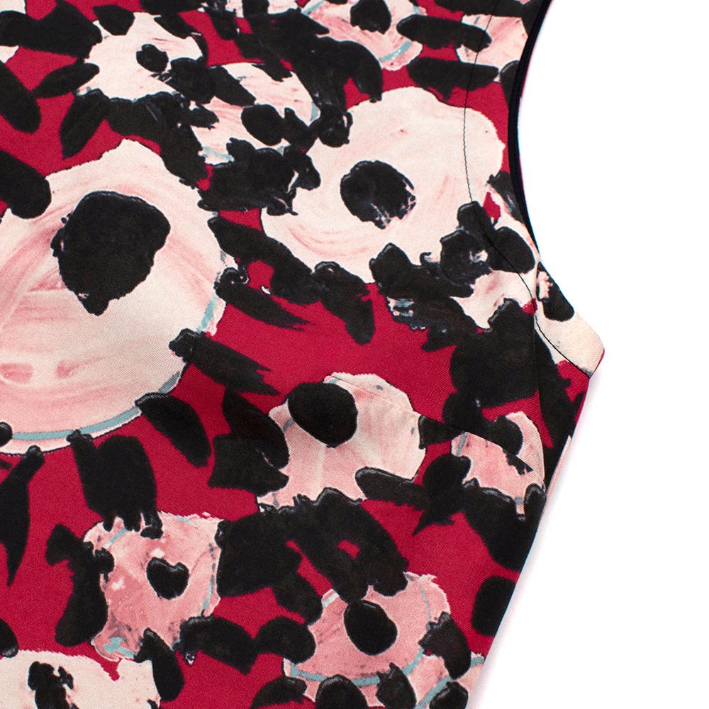 Women's or Men's Marni Red Abstract Floral Print Cotton & Silk Blend Dress - Size US 8 For Sale