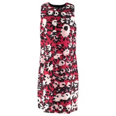 Marni Red Abstract Floral Print Cotton & Silk Blend Dress - Size US 8