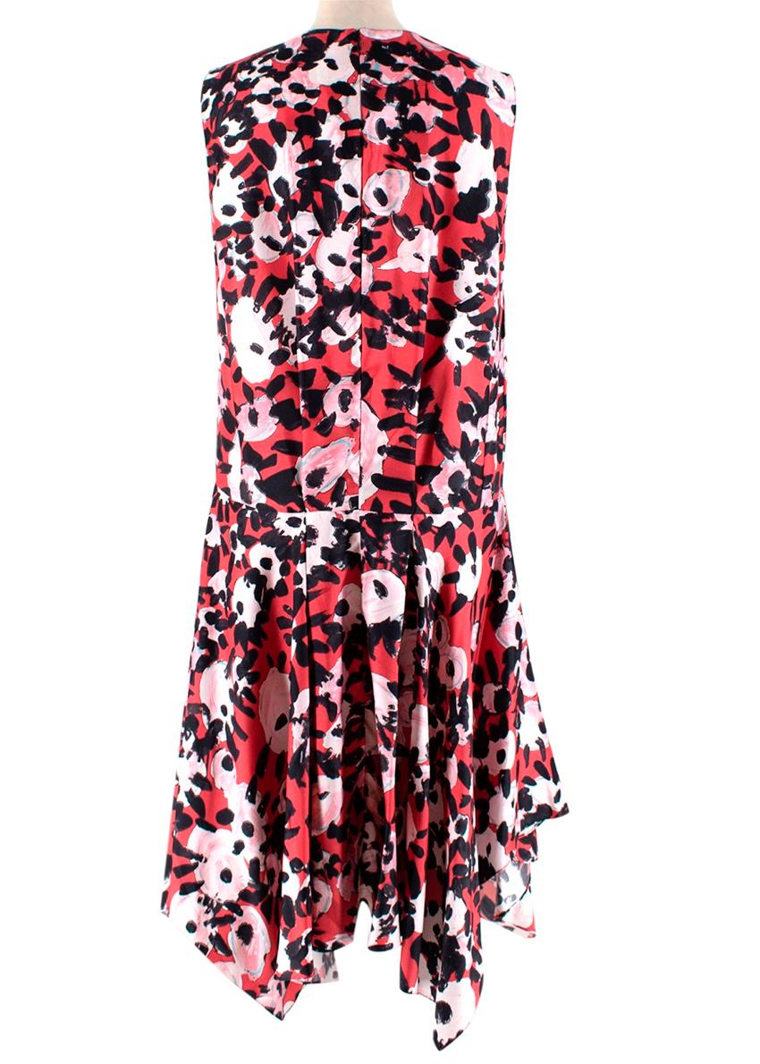 Marni Red Abstract Print Silk Dress - Size US 8 In New Condition In London, GB