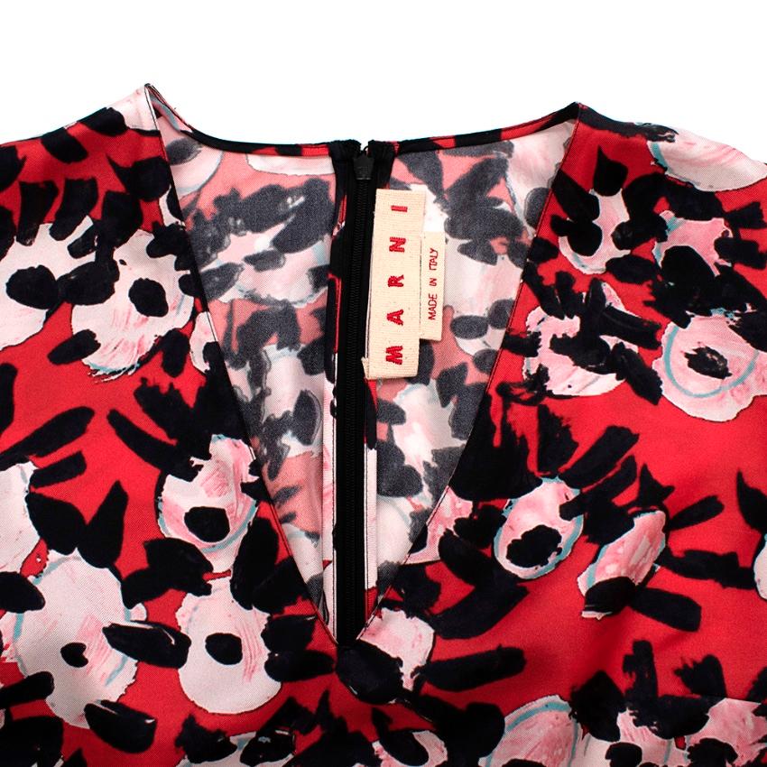 Women's Marni Red Abstract Print Silk Dress - Size US 8