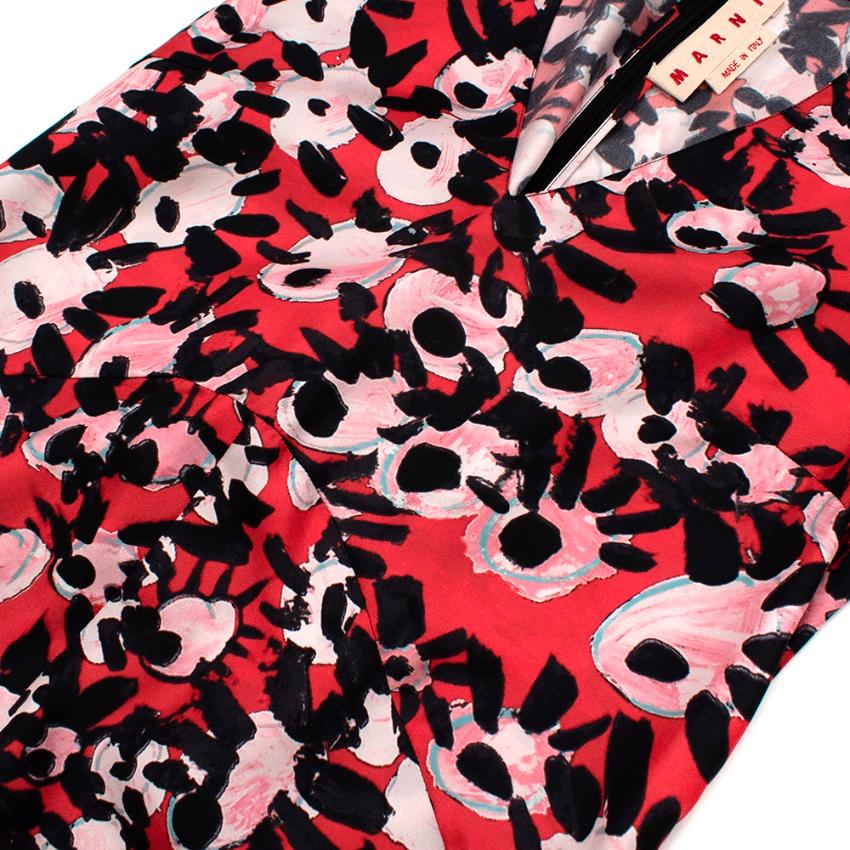 Marni Red Abstract Print Silk Dress - Size US 8 1