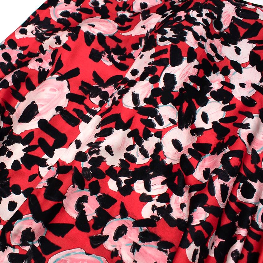 Marni Red Abstract Print Silk Dress - Size US 8 2