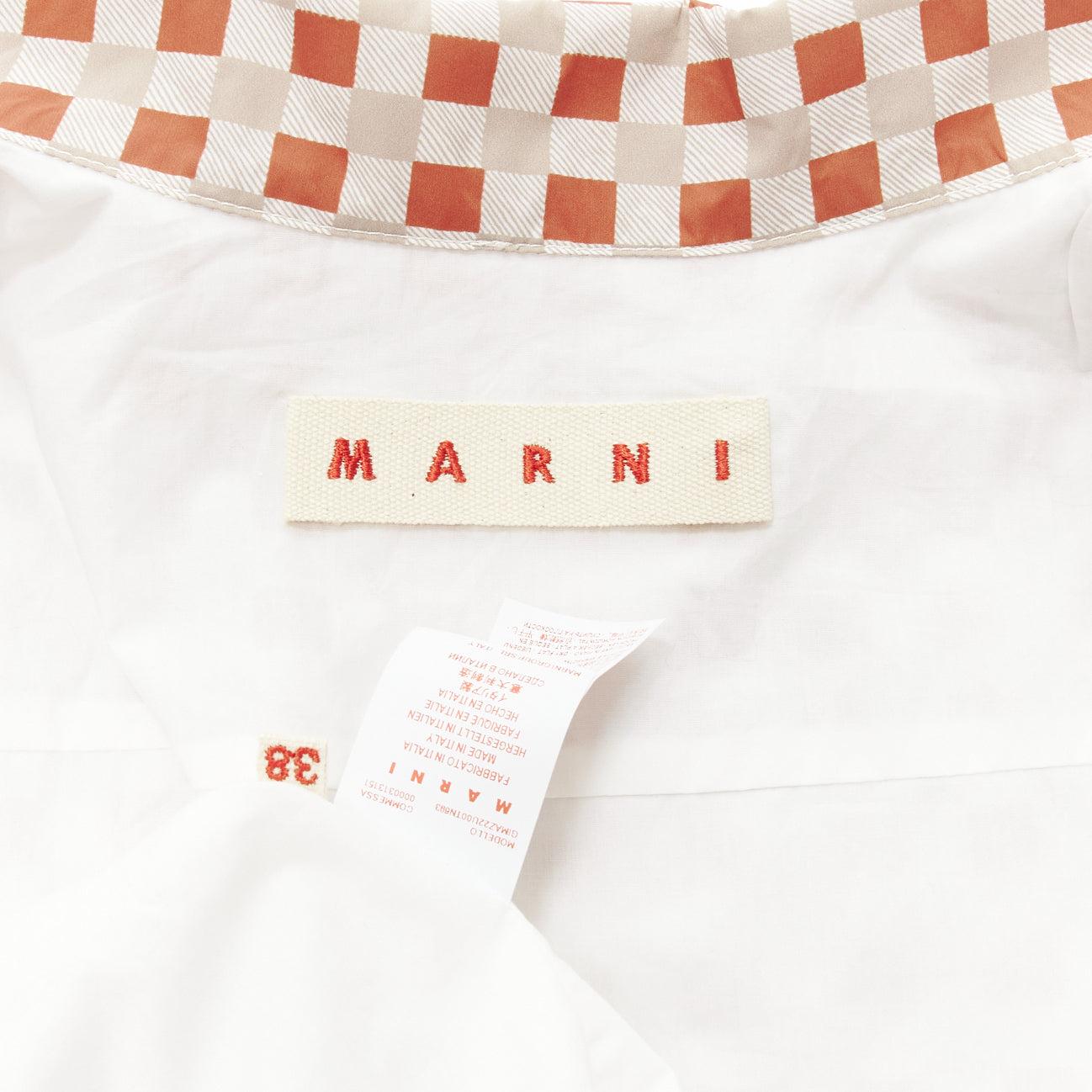 MARNI red beige checkerboard collared zip shell jacket IT38 XS For Sale 5