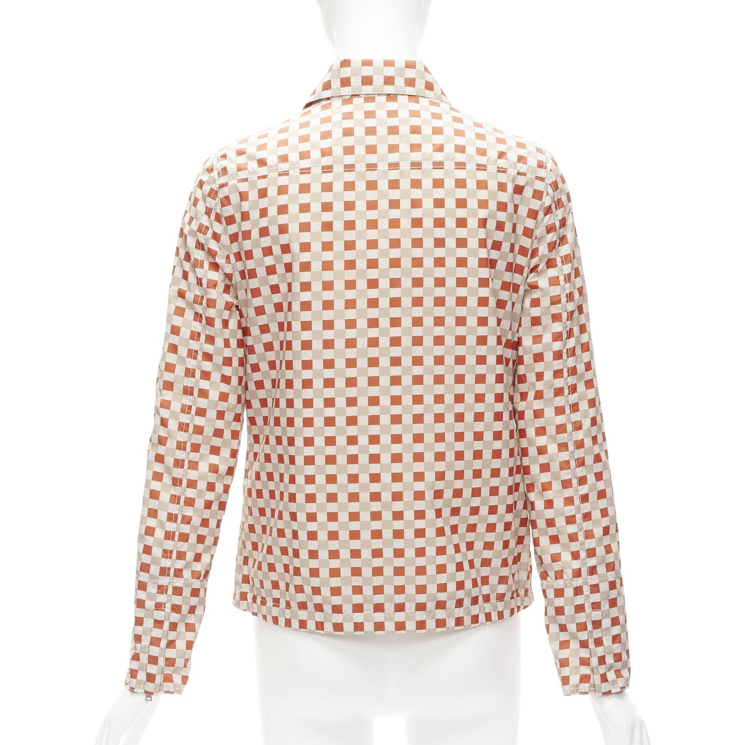 Women's MARNI red beige checkerboard collared zip shell jacket IT38 XS For Sale
