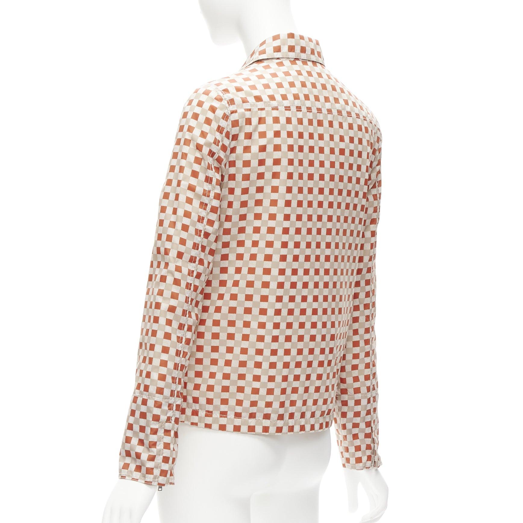 MARNI red beige checkerboard collared zip shell jacket IT38 XS For Sale 1