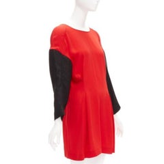 MARNI red black contrast cutout armhole bateau tie back mini dress IT38 XS