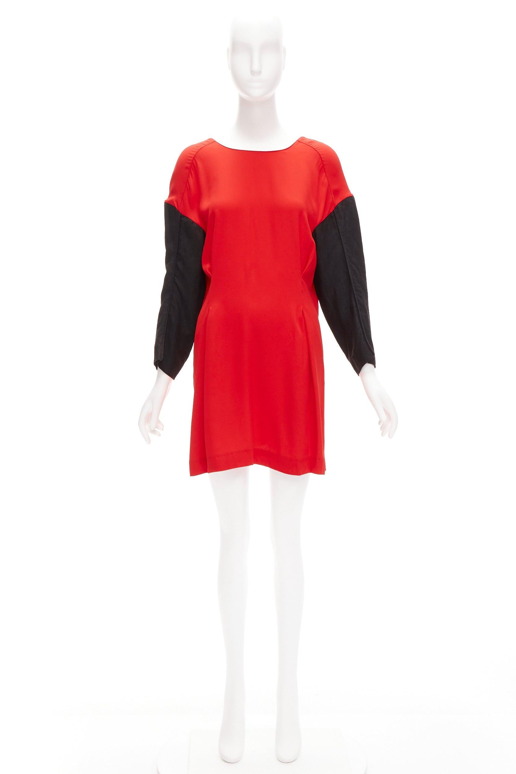 MARNI red black contrast cutout armhole bateau tie back mini dress IT38 XS For Sale 3