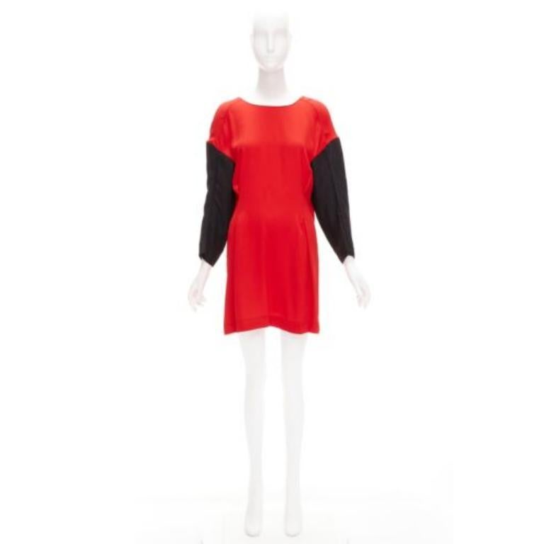 MARNI red black contrast cutout armhole bateau tie back mini dress IT38 XS For Sale 4