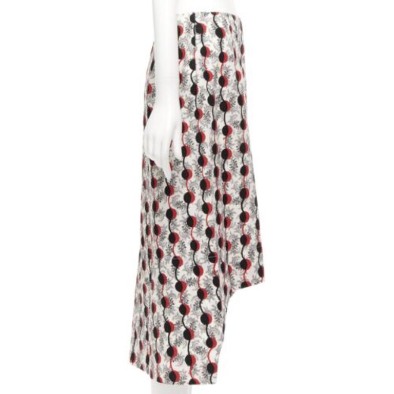 MARNI rouge noir imprimé floral géométrique graphique jupe à ourlet haut IT40 S Excellent état - En vente à Hong Kong, NT
