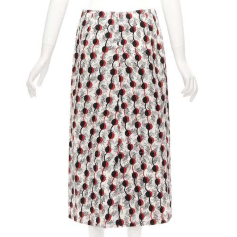 MARNI rouge noir imprimé floral géométrique graphique jupe à ourlet haut IT40 S Pour femmes en vente
