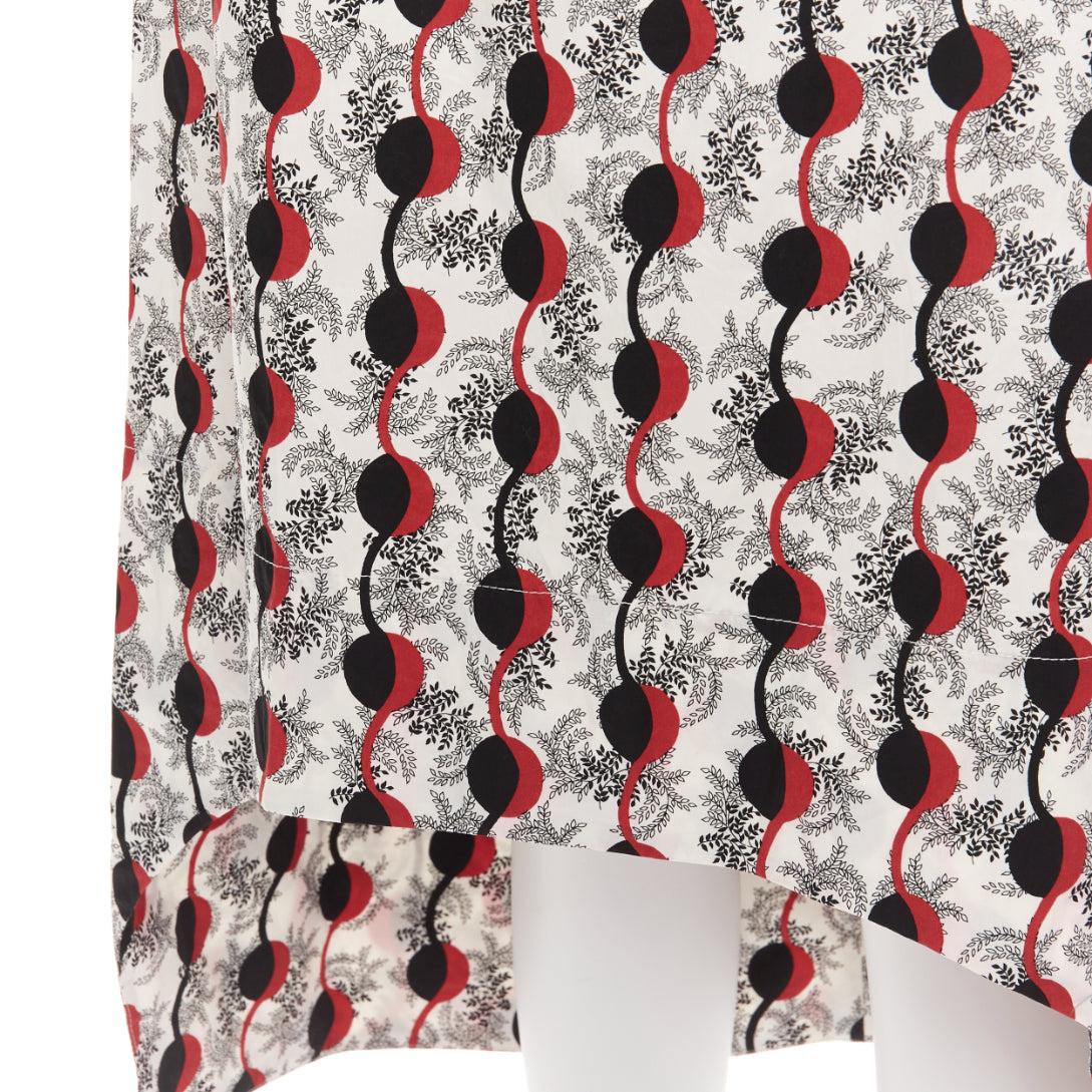MARNI red black floral geometric graphic print hi low hem skirt IT40 S For Sale 1