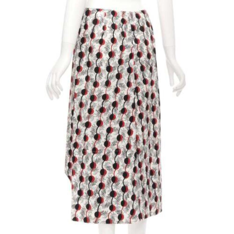 MARNI rouge noir imprimé floral géométrique graphique jupe à ourlet haut IT40 S en vente 1