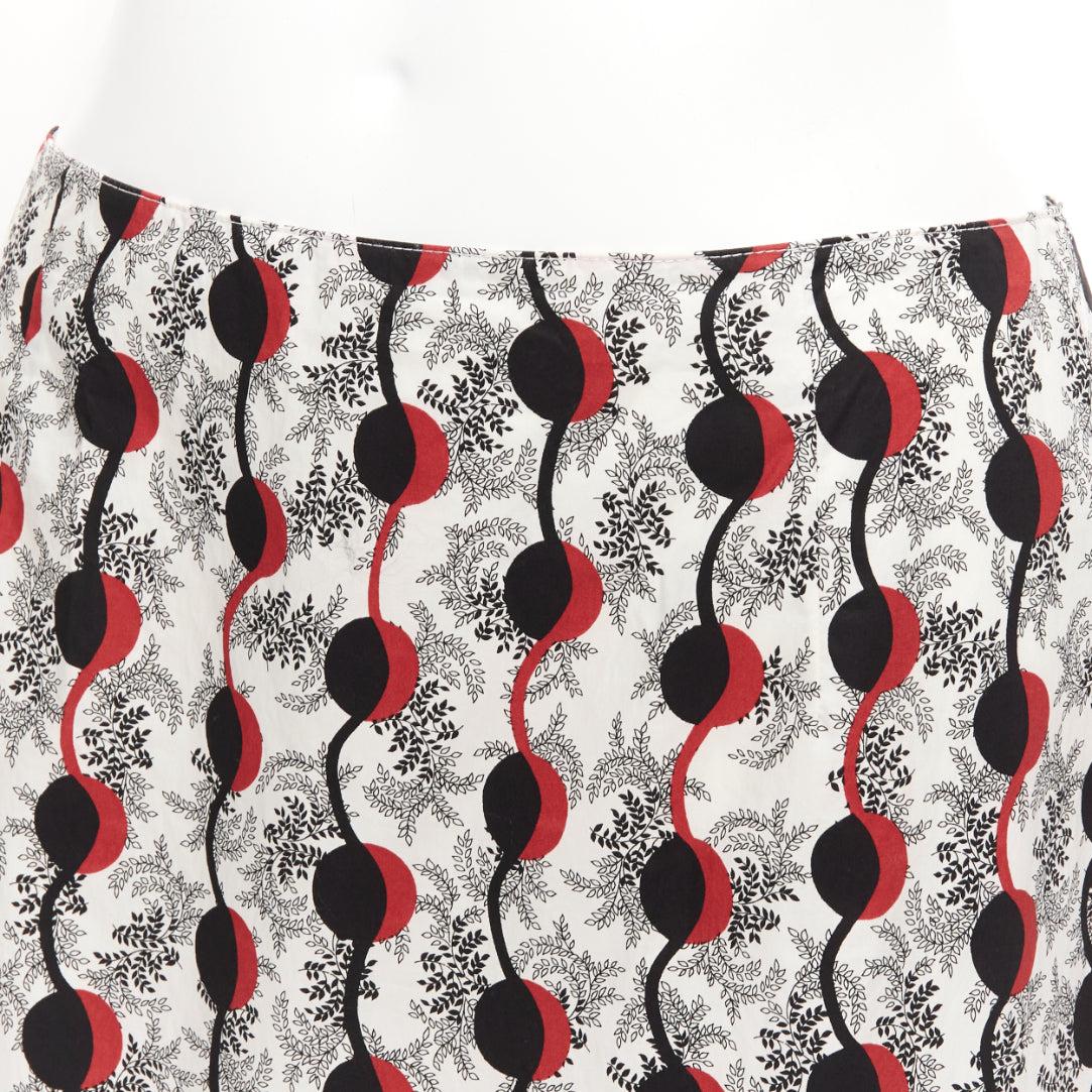 MARNI red black floral geometric graphic print hi low hem skirt IT40 S For Sale 2