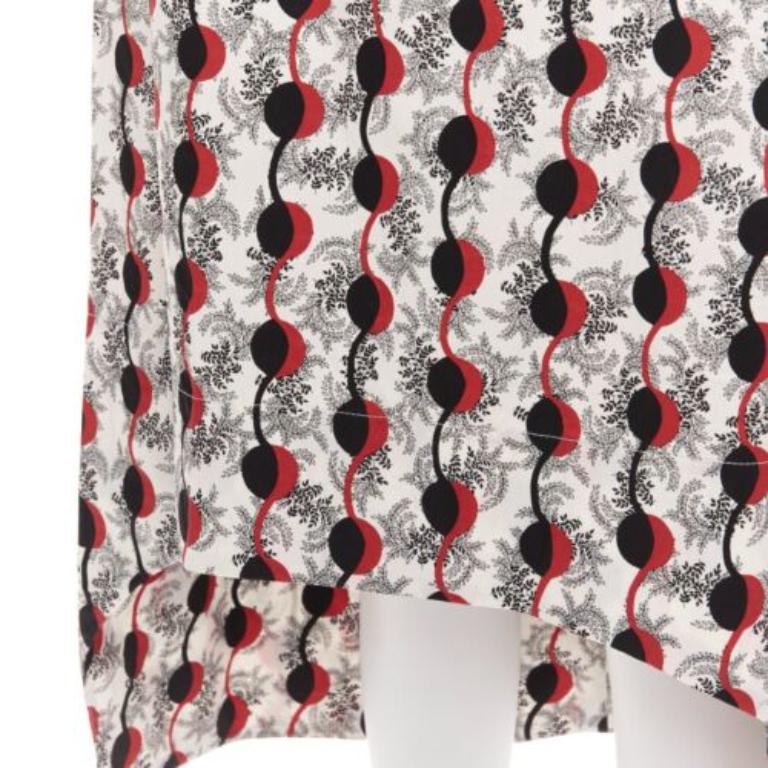 MARNI rouge noir imprimé floral géométrique graphique jupe à ourlet haut IT40 S en vente 2