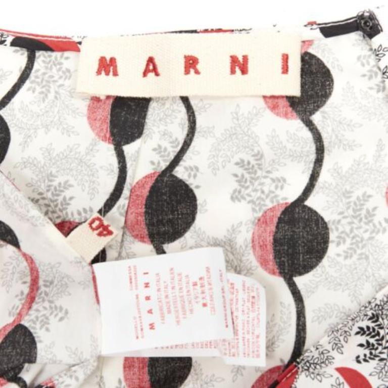 MARNI rouge noir imprimé floral géométrique graphique jupe à ourlet haut IT40 S en vente 3