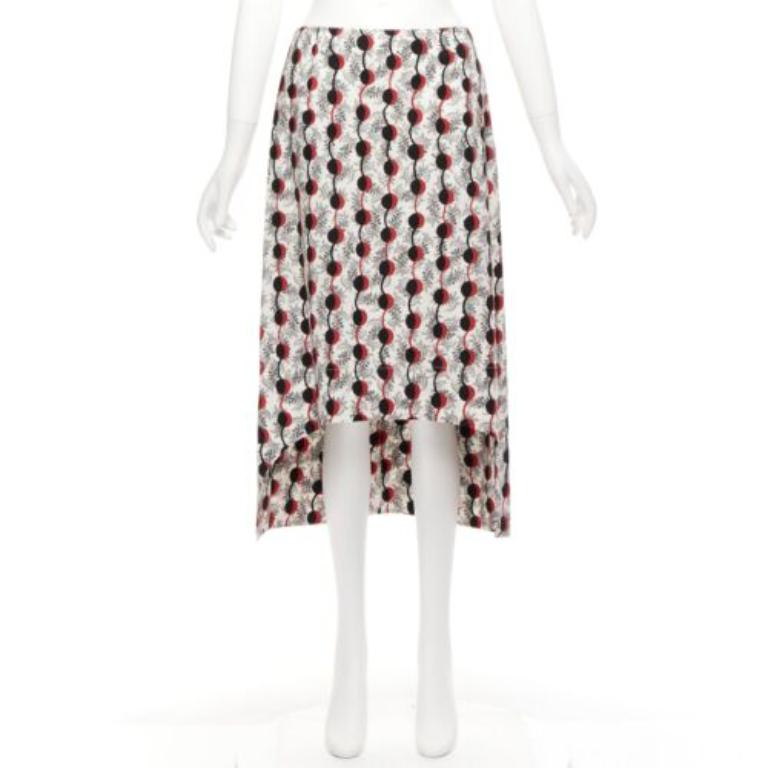MARNI rouge noir imprimé floral géométrique graphique jupe à ourlet haut IT40 S en vente 4