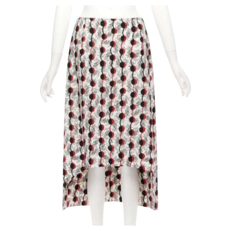 MARNI Rot Schwarzer, geometrischer, grafischer Druck mit tiefem Saum und Blumenmuster IT40 S