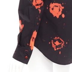 MARNI Baumwollhemd mit Knopfleiste IT38 XS aus rot-schwarzem Splatter-Baumwoll mit Rosendruck und Tupfenmuster